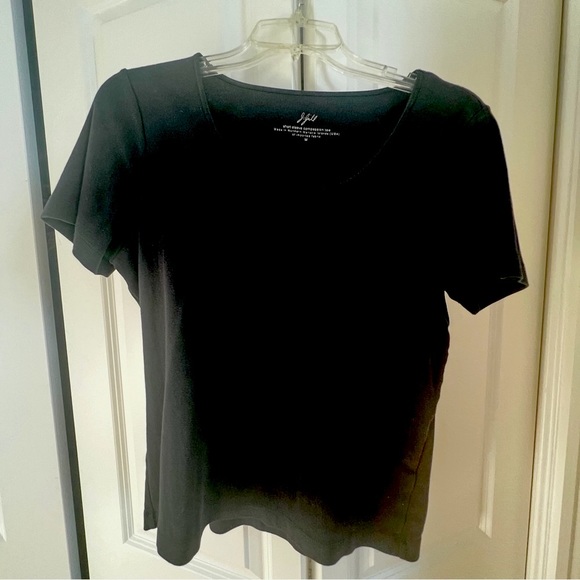 J.Jill T black short sleeve top Sz M Compassion T black - Picture 2 of 6